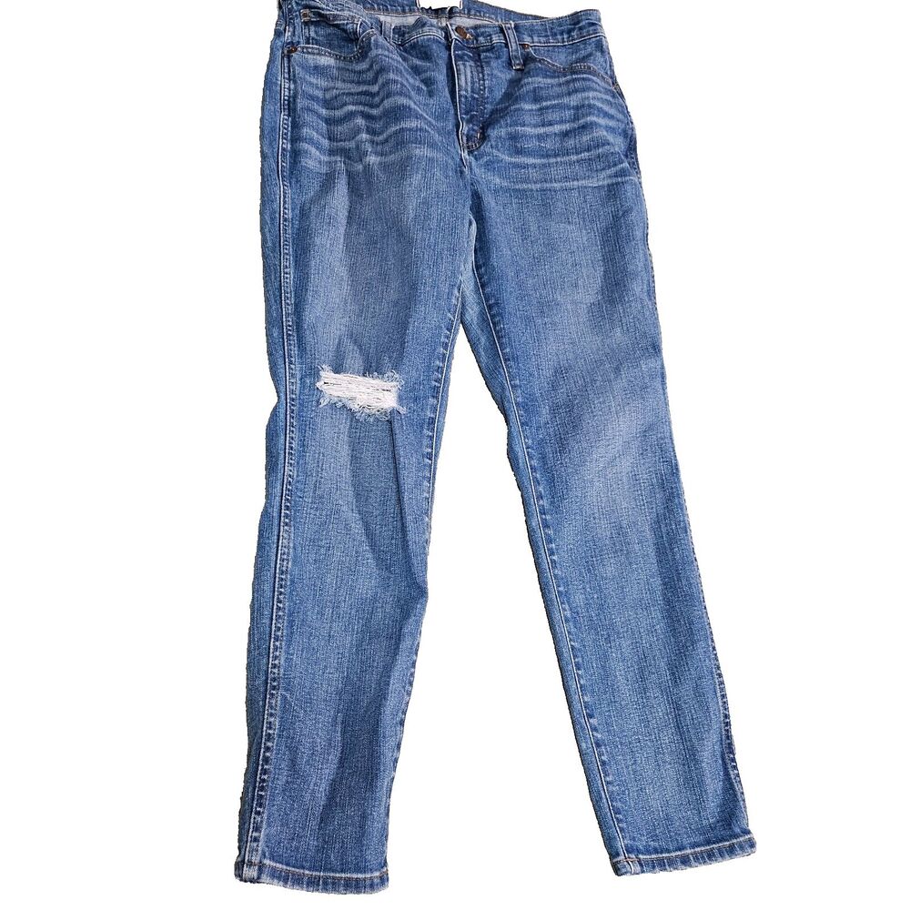 Madewell Women’s Size 32 Blue Denim High Rise Mom Jeans Skinny Leg Frayed Hem